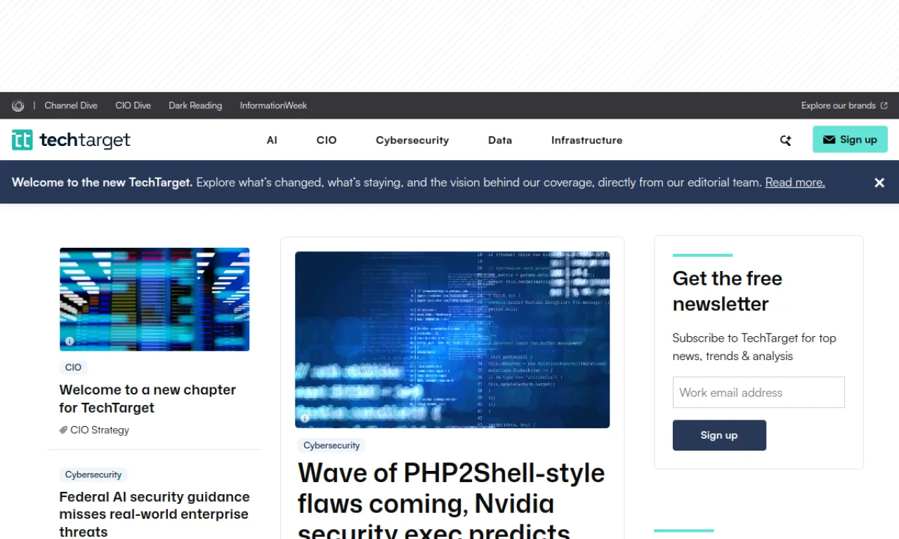 Screenshot of TechTarget IntentMail website