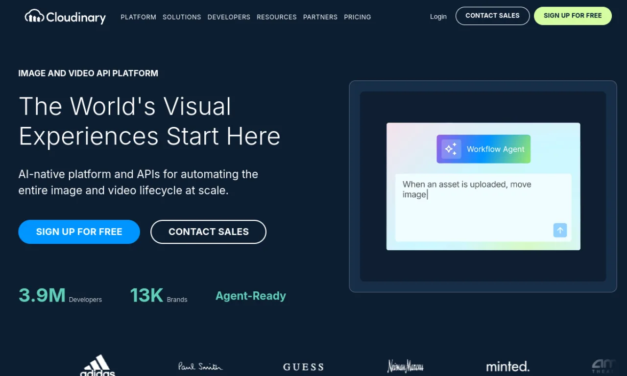 Screenshot of Cloudinary website