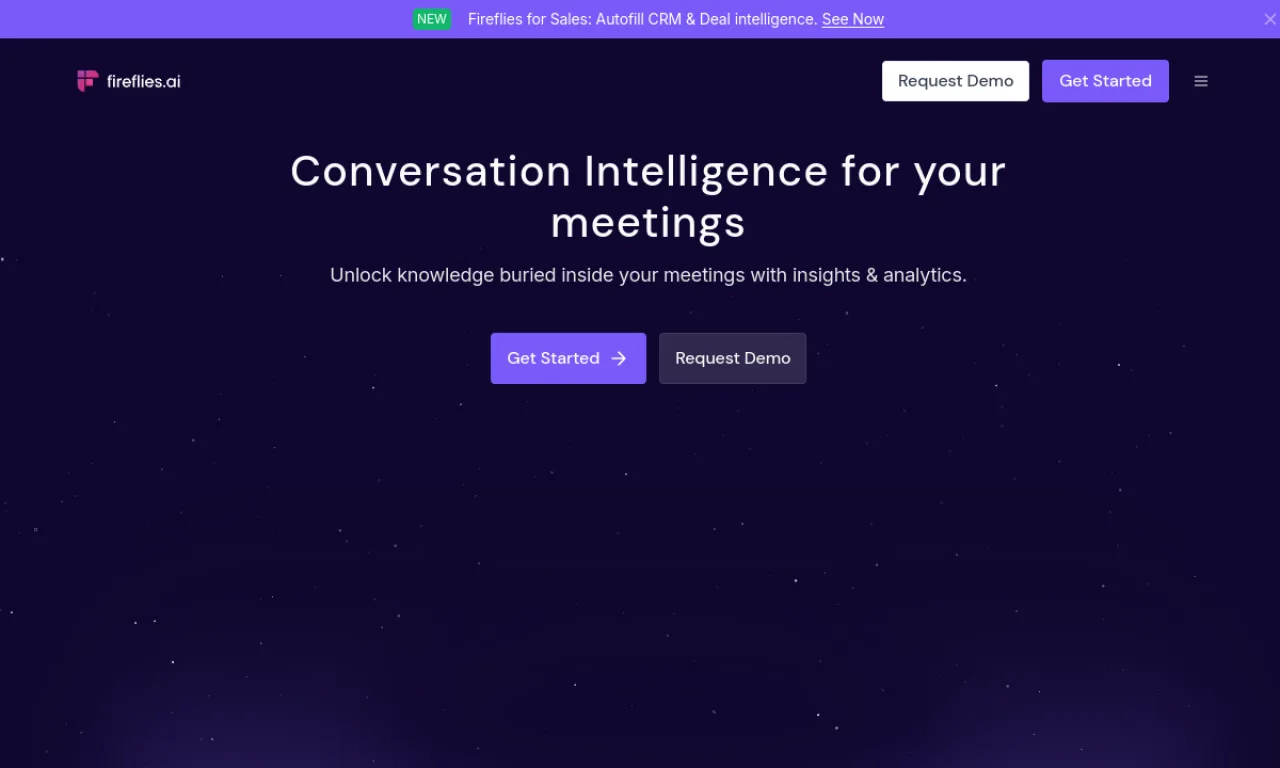 Screenshot of Fireflies CI website