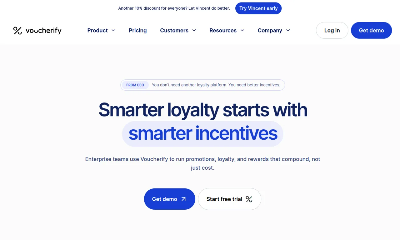 Screenshot of Voucherify website