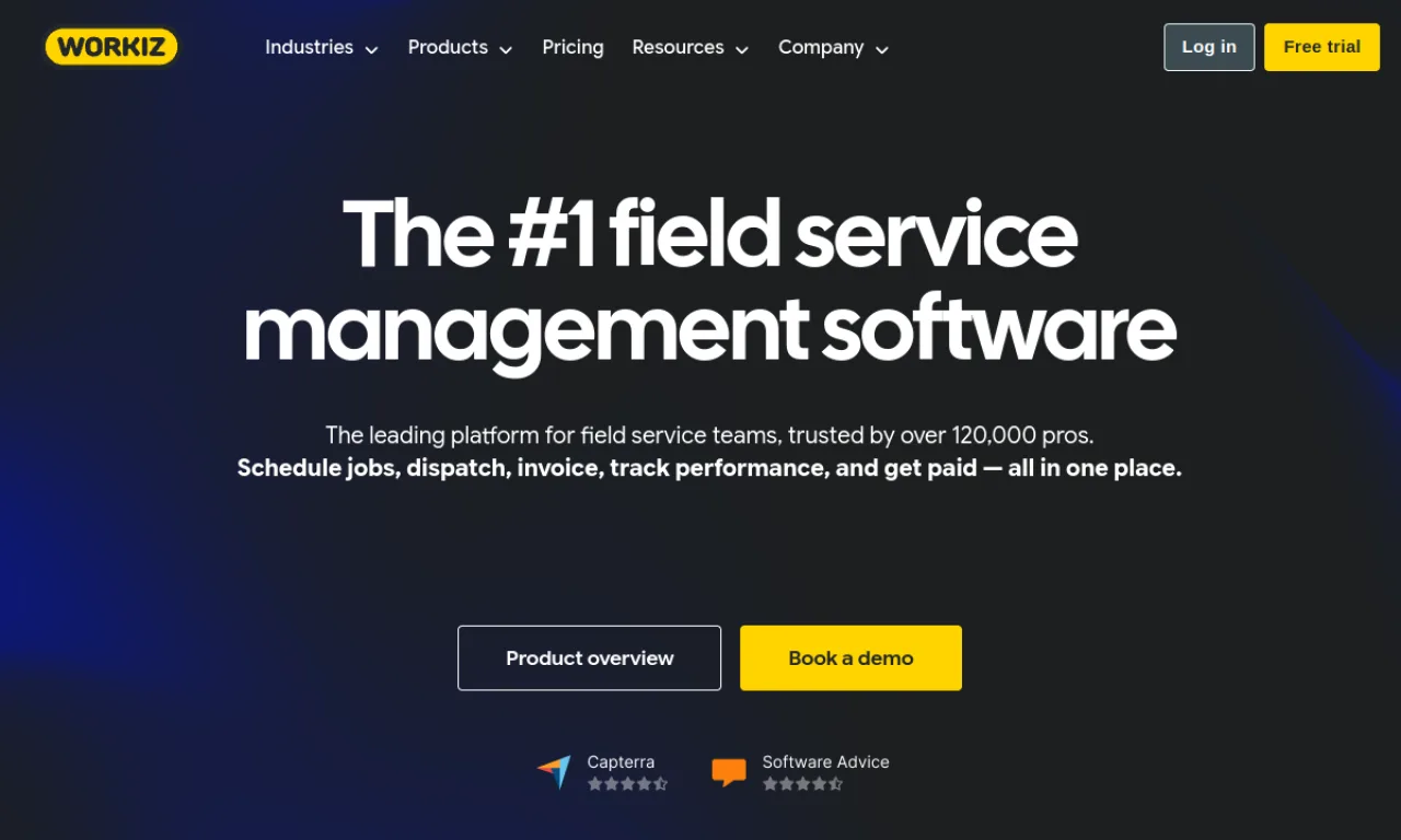 Screenshot of Workiz website
