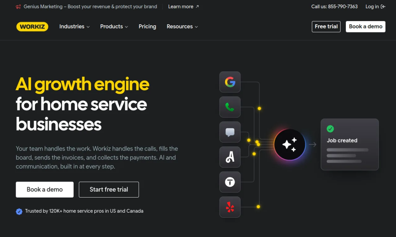 Screenshot of Workiz website