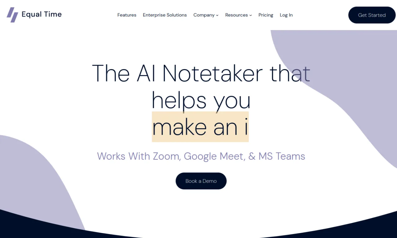 Screenshot of Equal Time website
