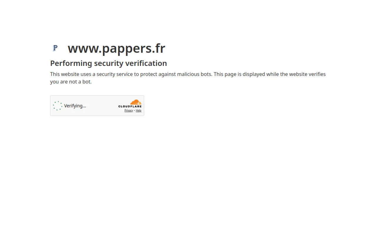 Screenshot of Societe Info / Pappers website