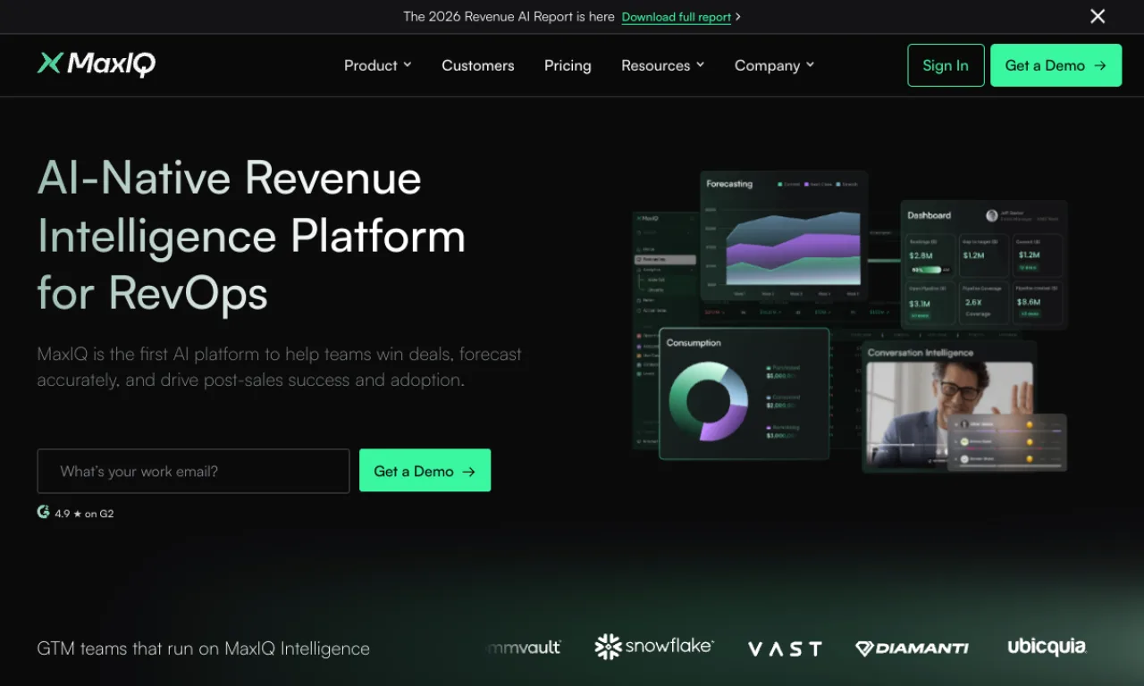 Screenshot of MaxIQ website