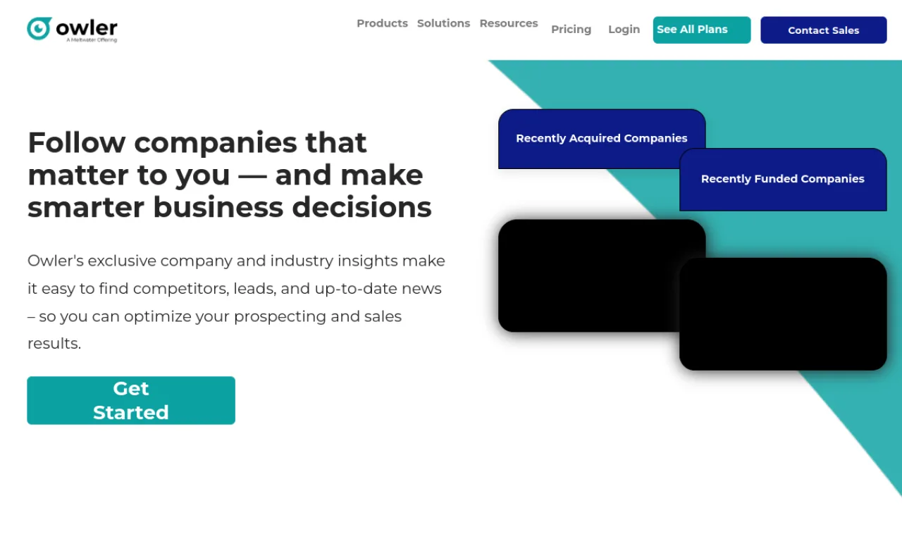Screenshot of Owler website