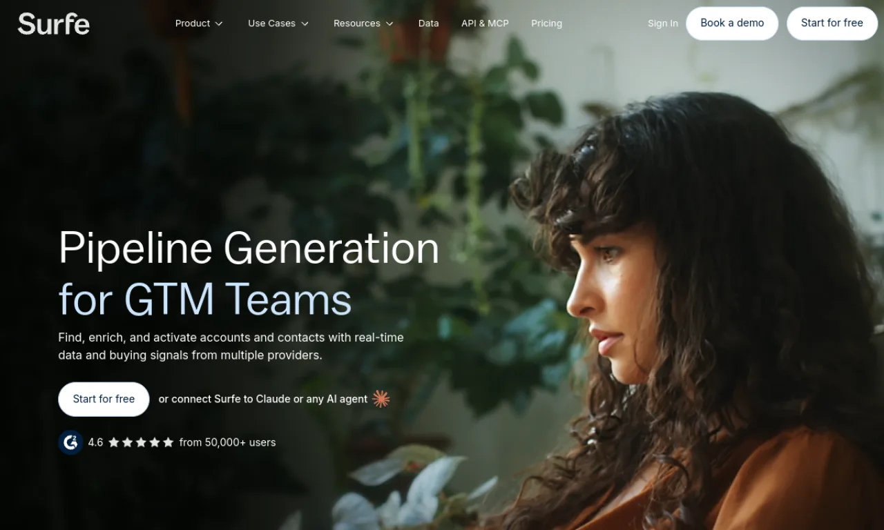 Screenshot of Surfe Enrich website