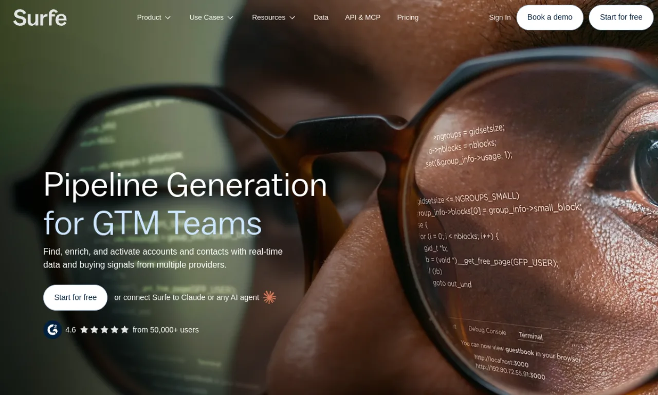 Screenshot of Surfe Enrich website