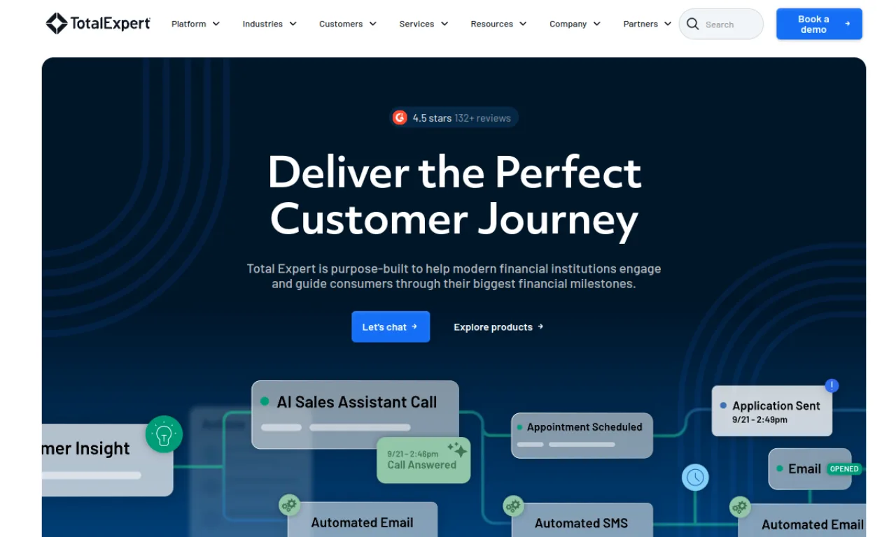 Screenshot of Total Expert website