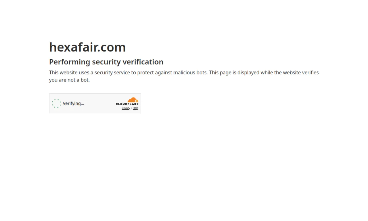 Screenshot of Hexafair / vConfex website