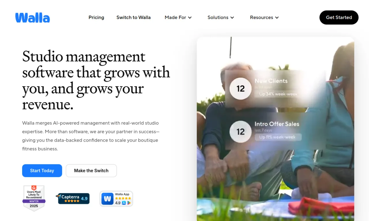 Screenshot of Walla website