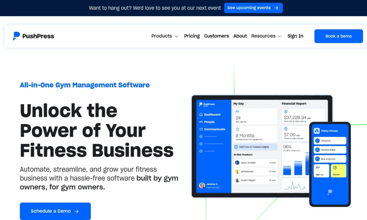 Screenshot of PushPress website