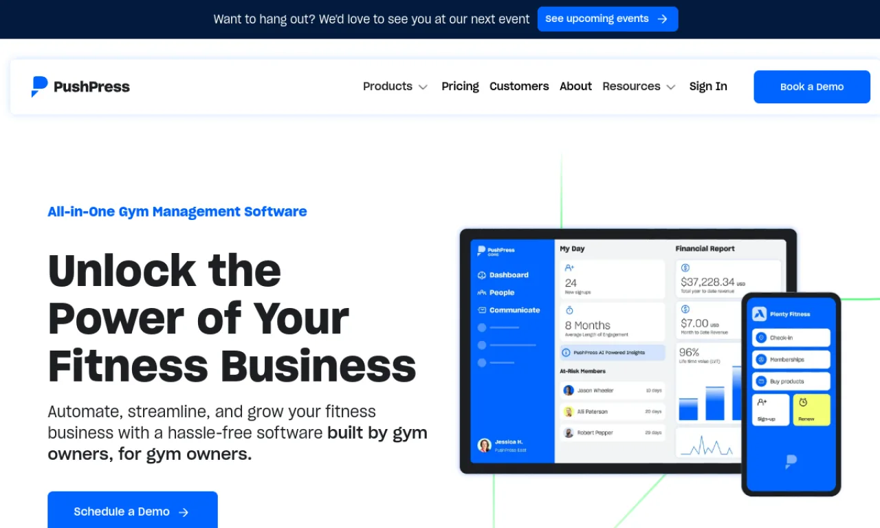 Screenshot of PushPress website