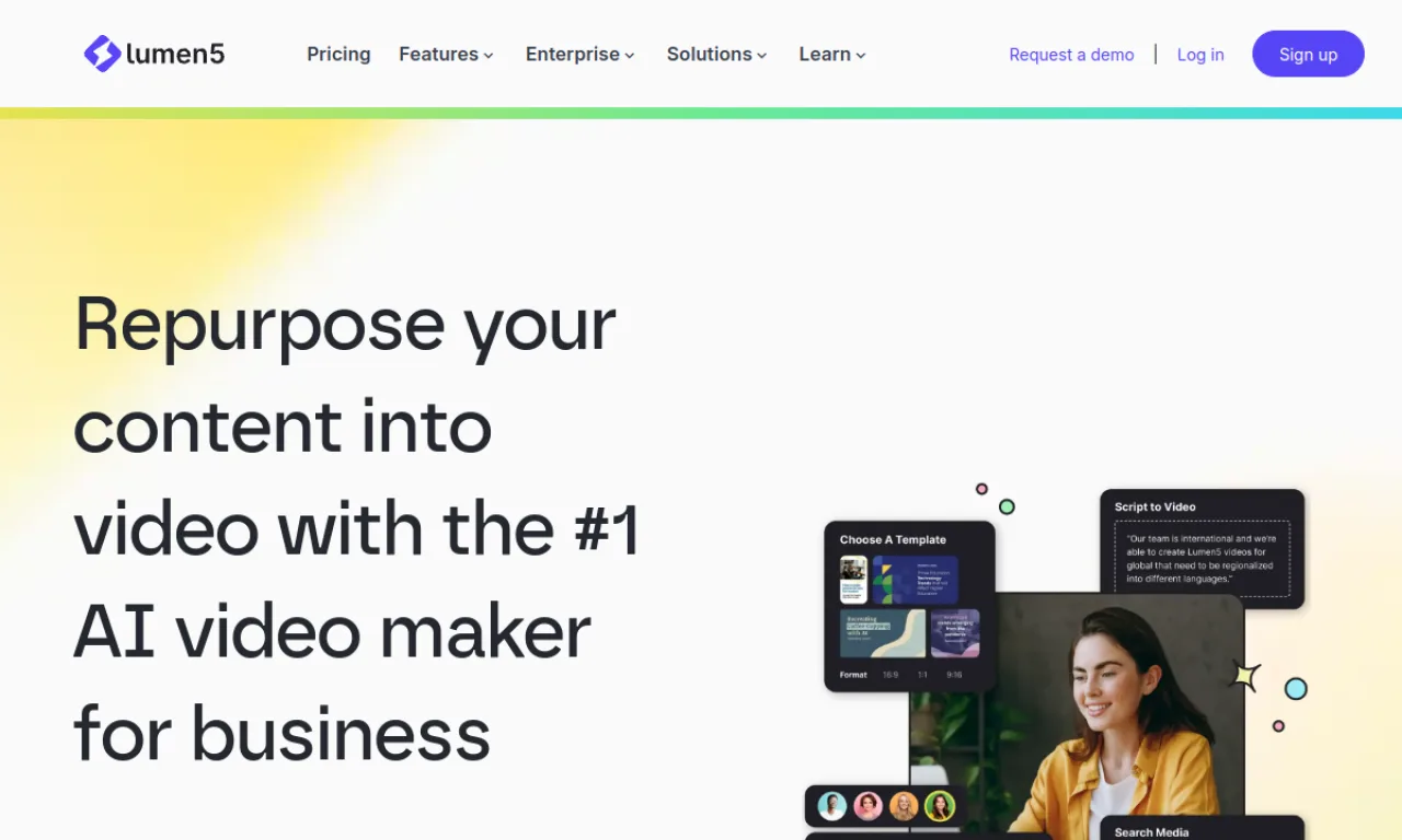 Screenshot of Lumen5 website