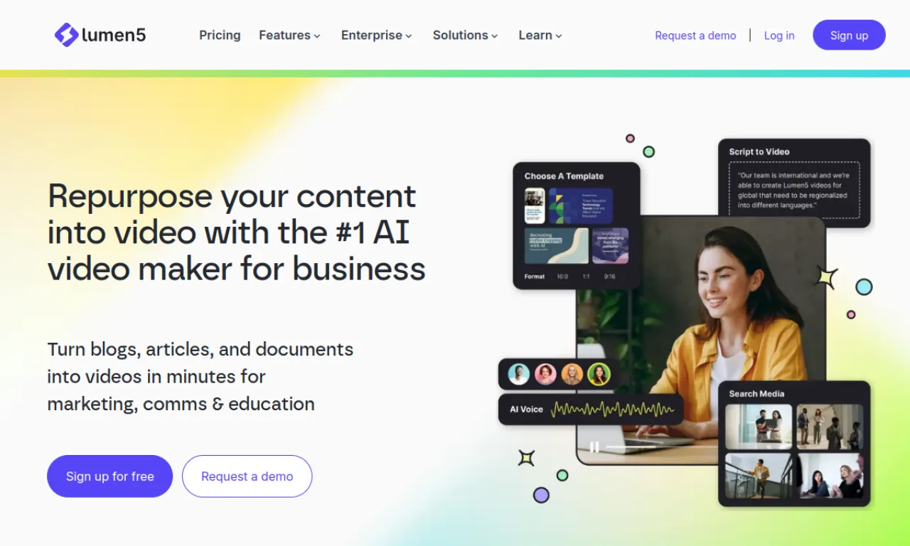 Screenshot of Lumen5 website