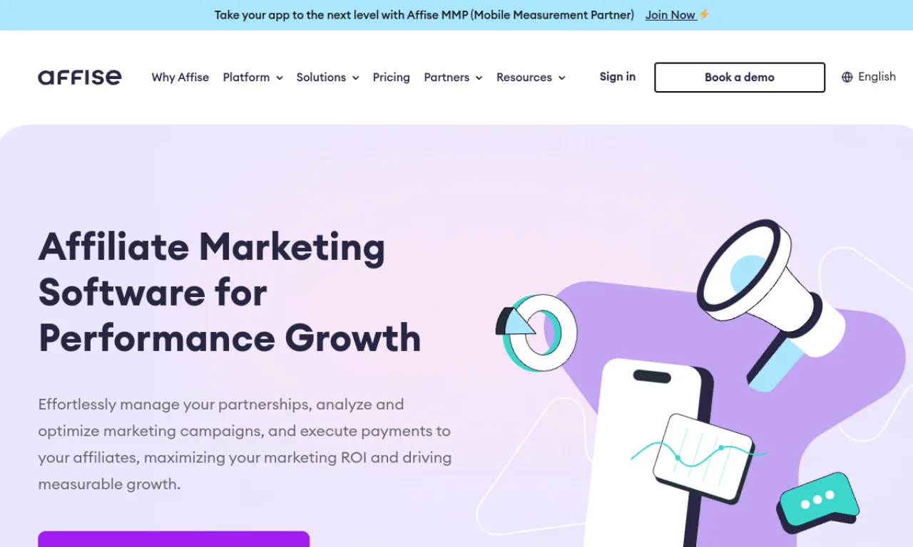 Screenshot of Affise website