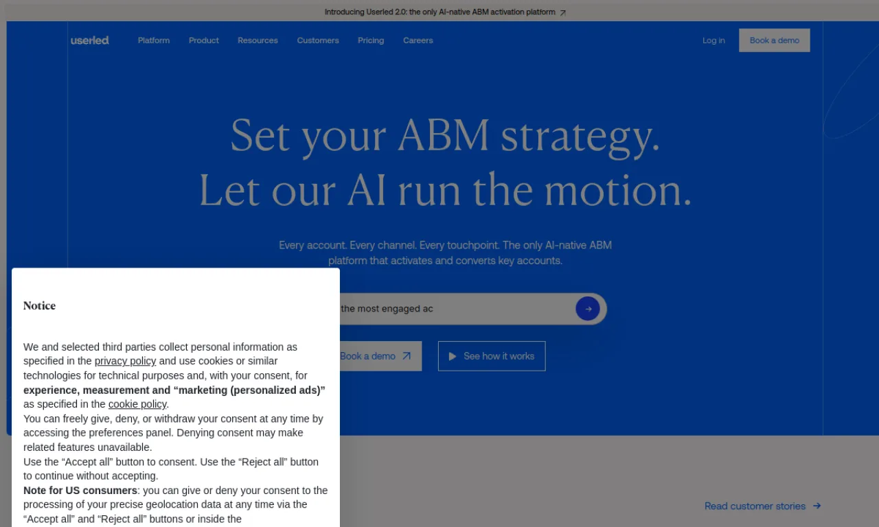 Screenshot of Userled website