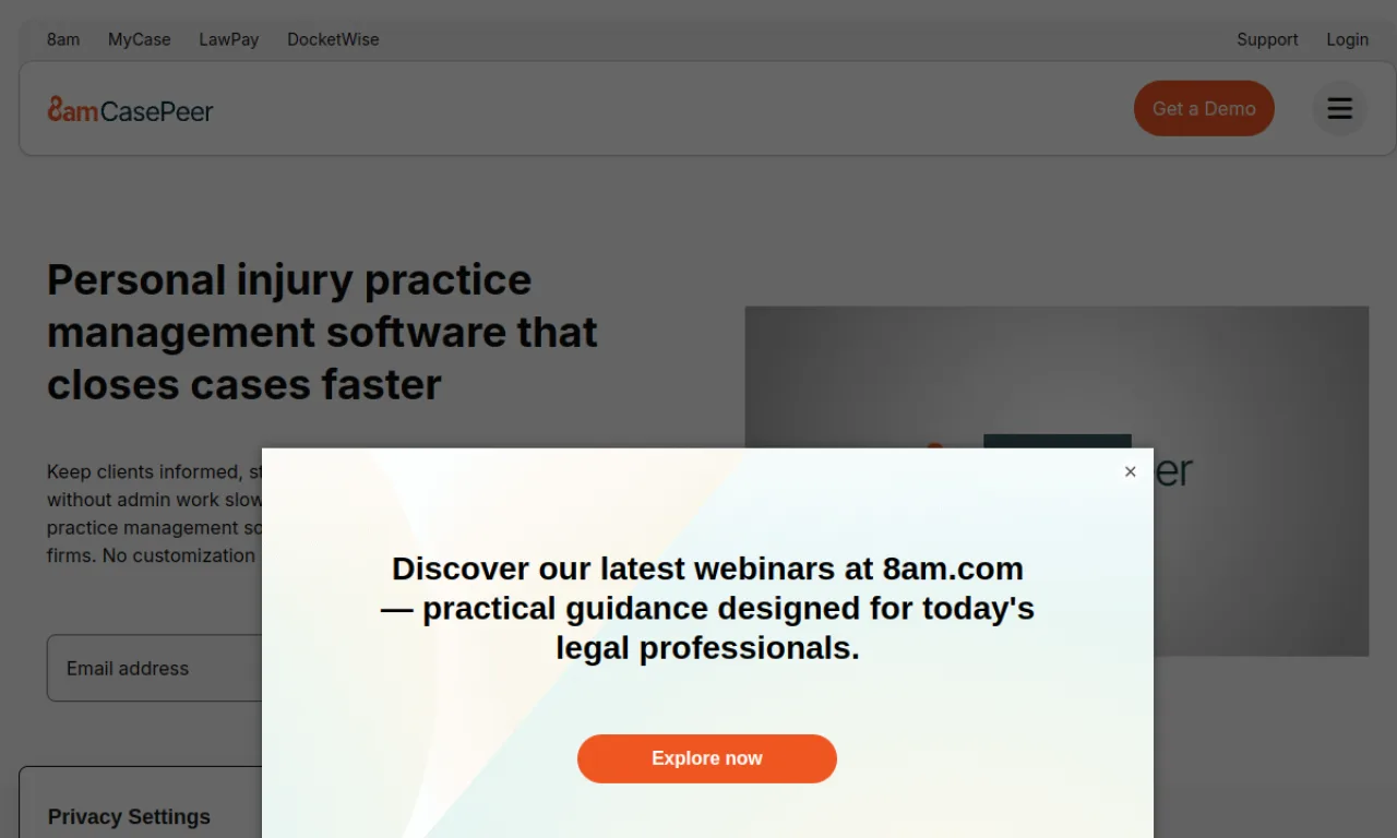 Screenshot of CASEpeer website