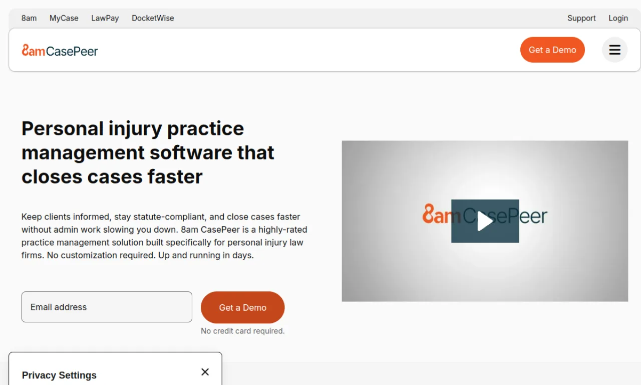 Screenshot of CASEpeer website