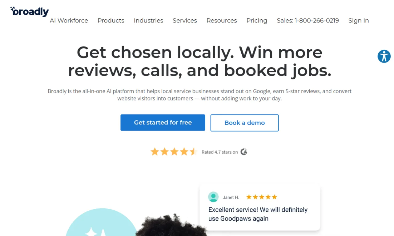 Screenshot of Broadly website