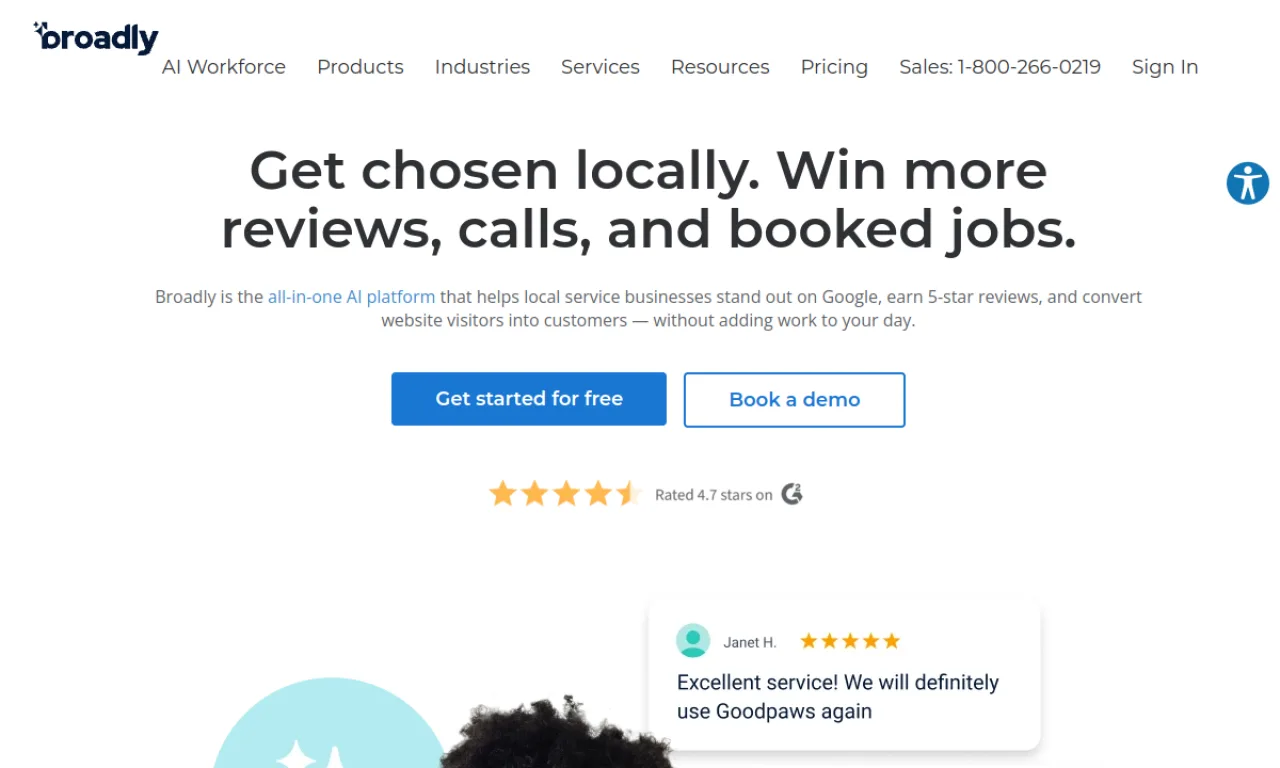 Screenshot of Broadly website