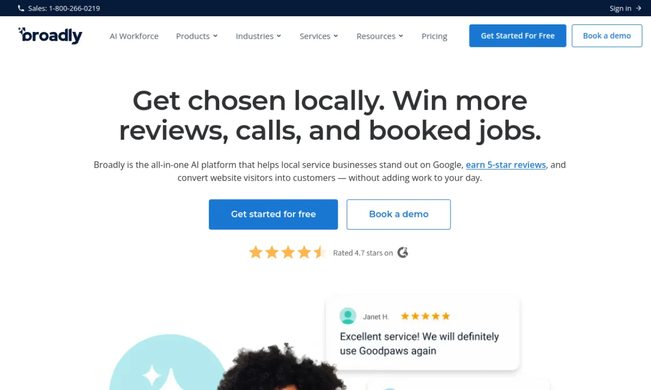 Screenshot of Broadly website