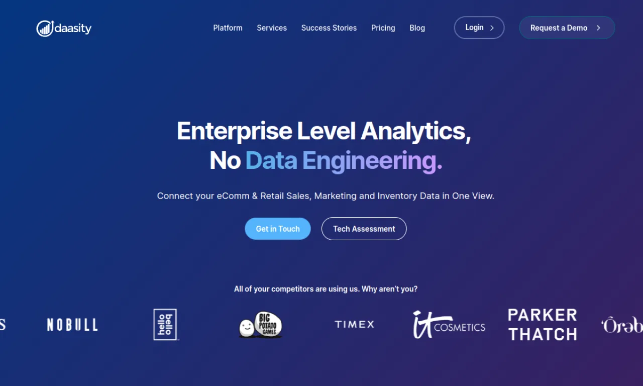 Screenshot of Daasity website