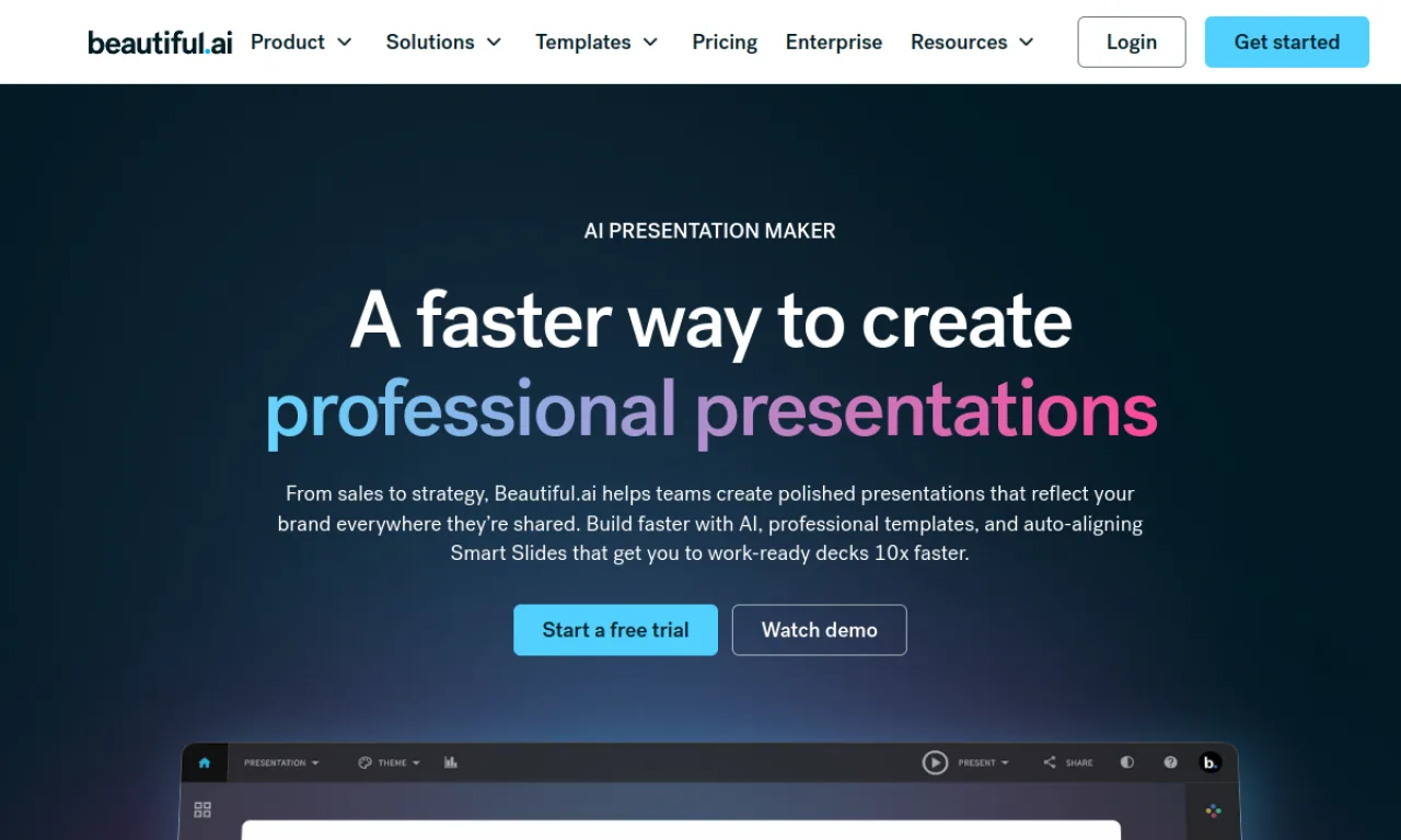 Screenshot of Beautiful.ai website