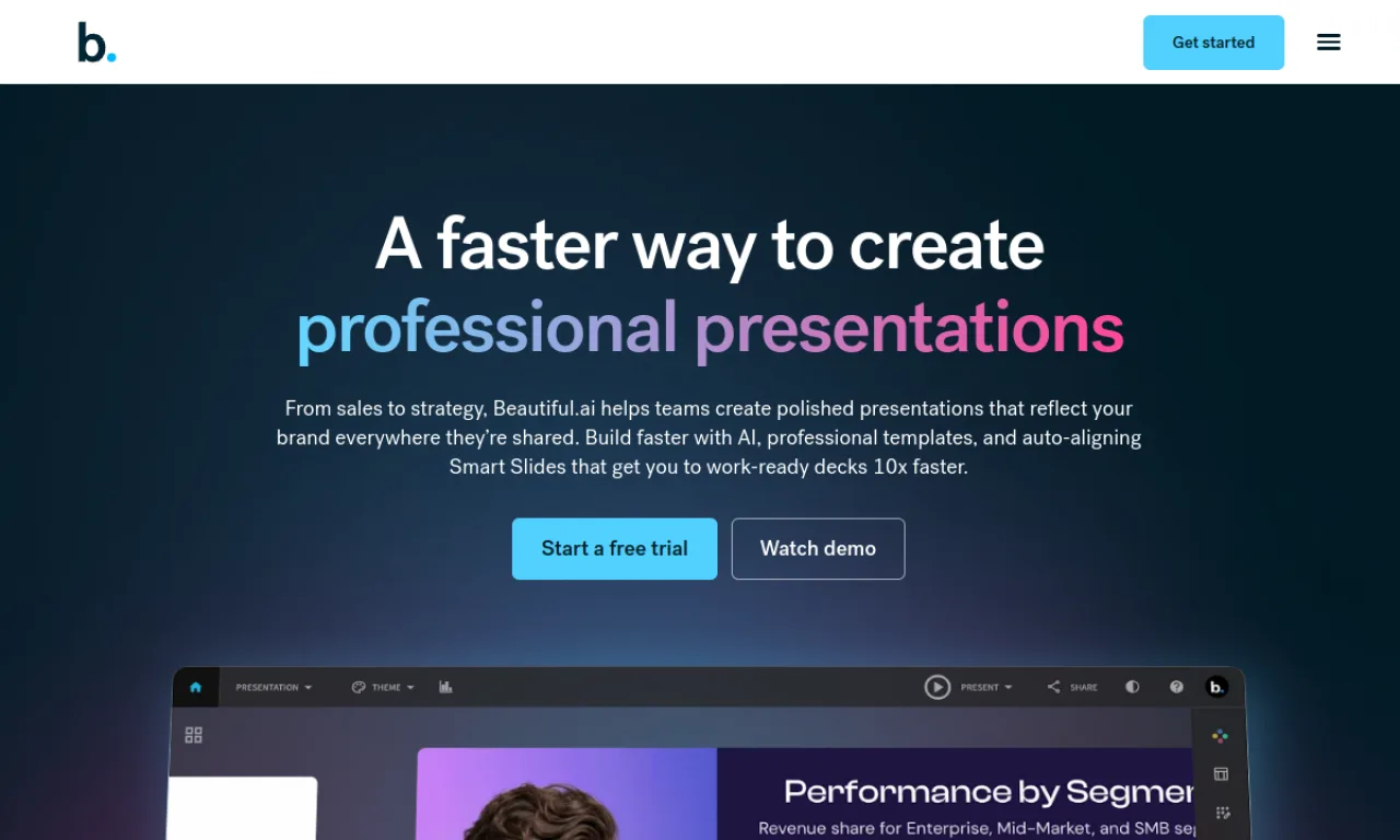 Screenshot of Beautiful.ai website