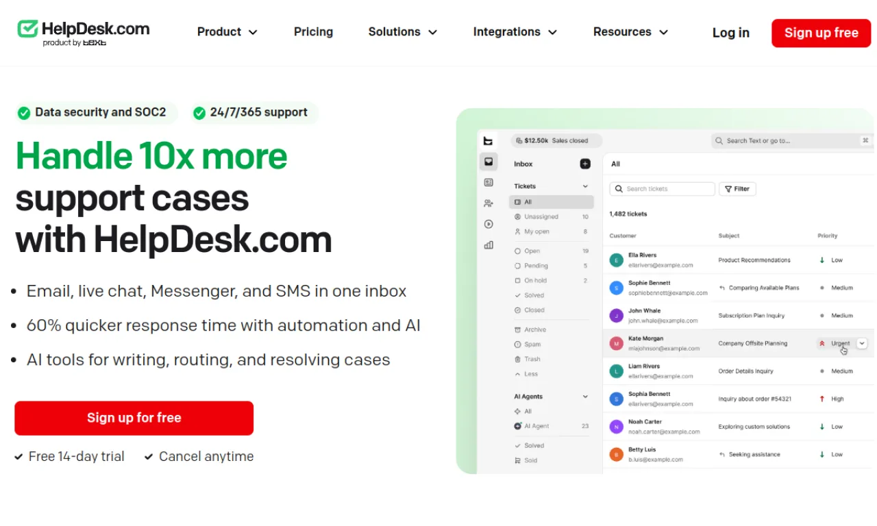 Screenshot of HelpDesk.com website