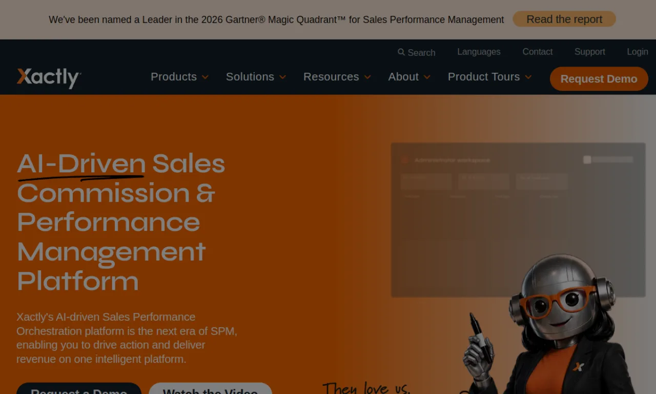Screenshot of Xactly website
