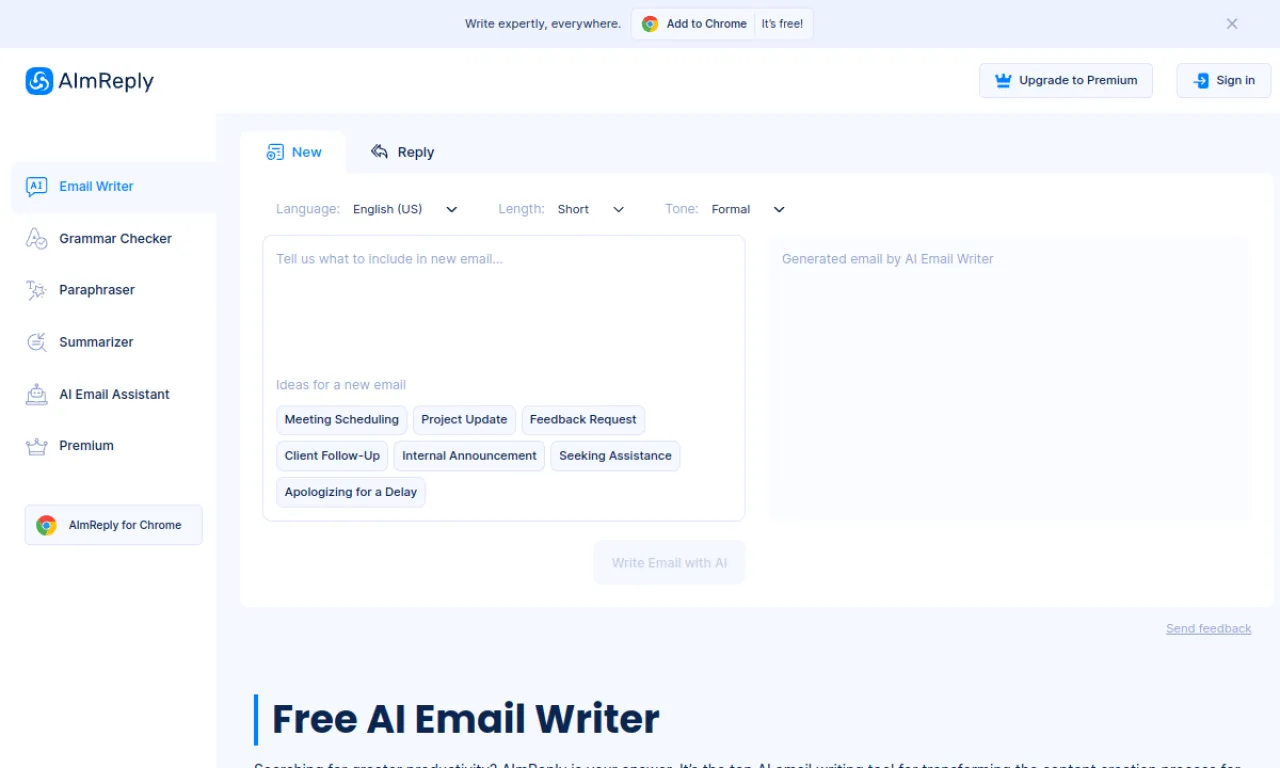 Screenshot of AImReply website