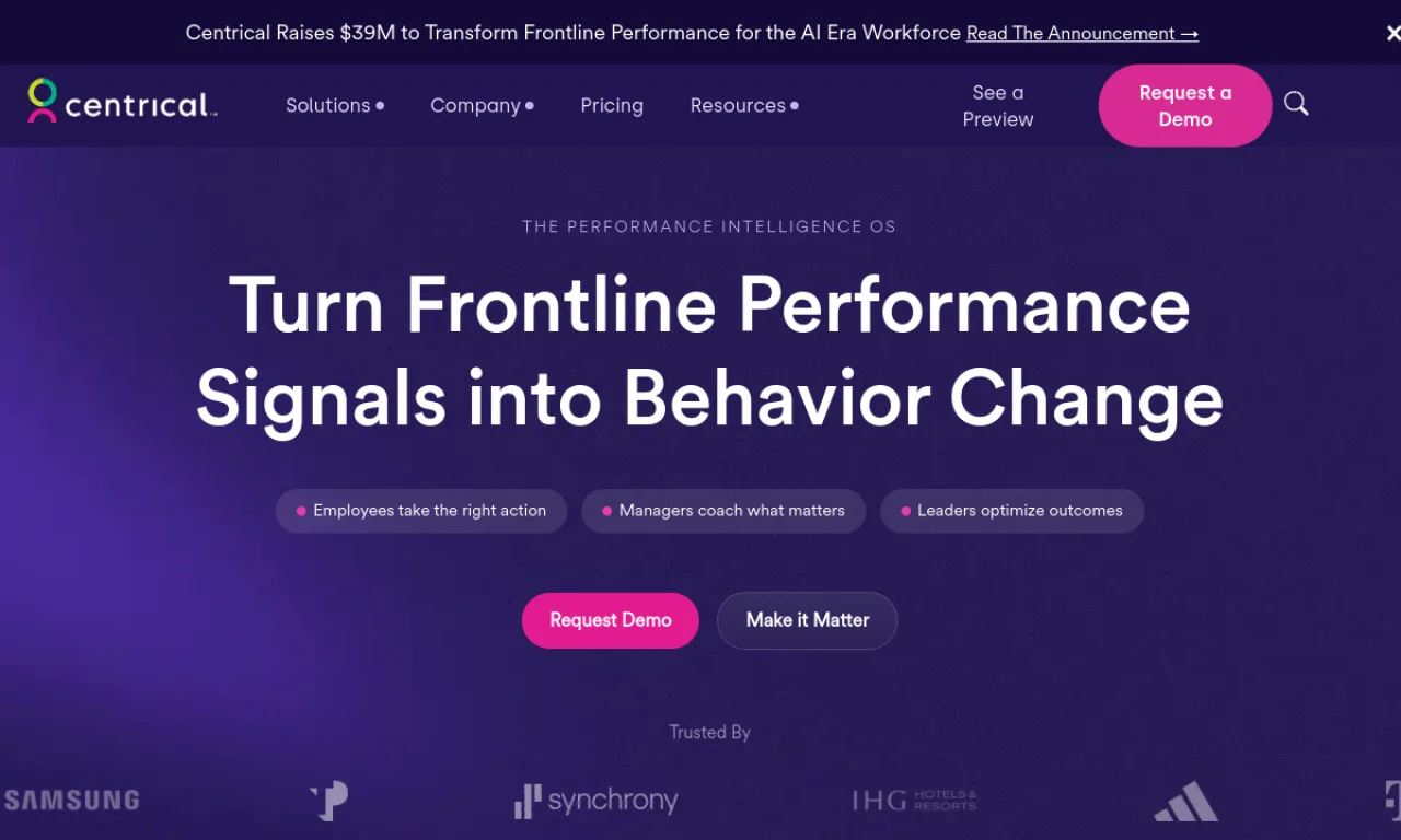 Screenshot of Centrical website