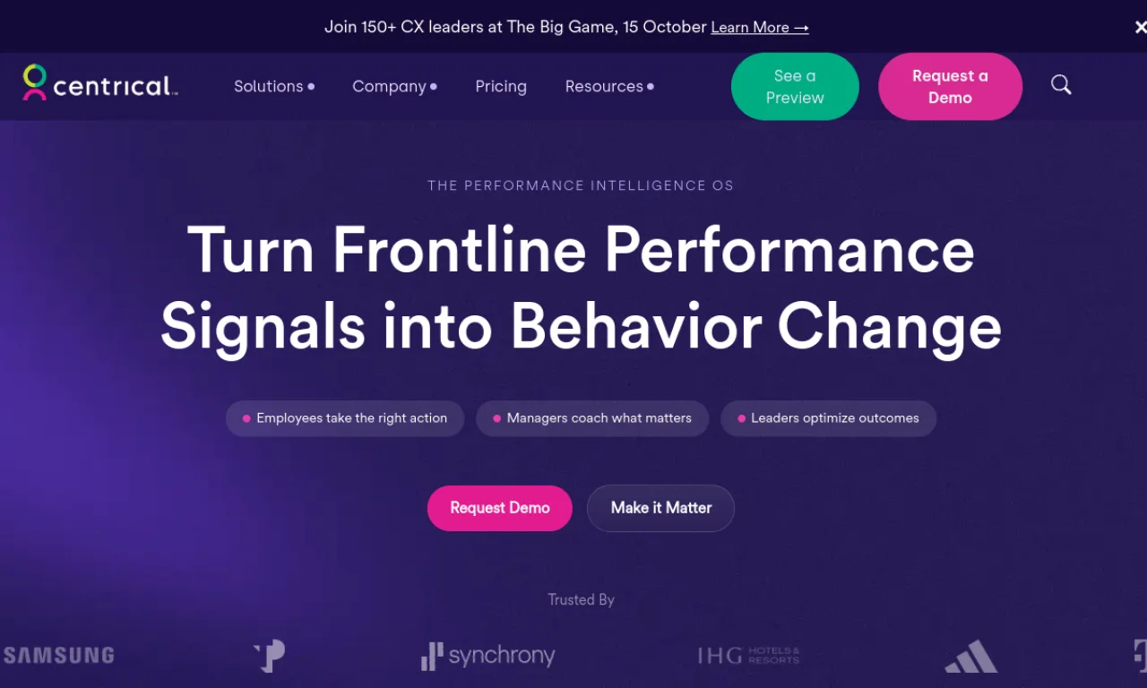 Screenshot of Centrical website