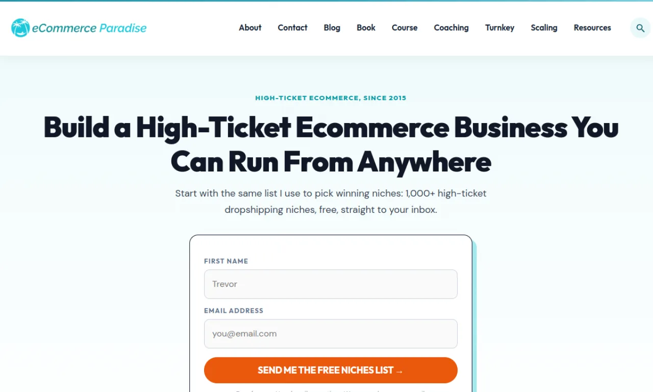 Screenshot of Ecommerceptech website