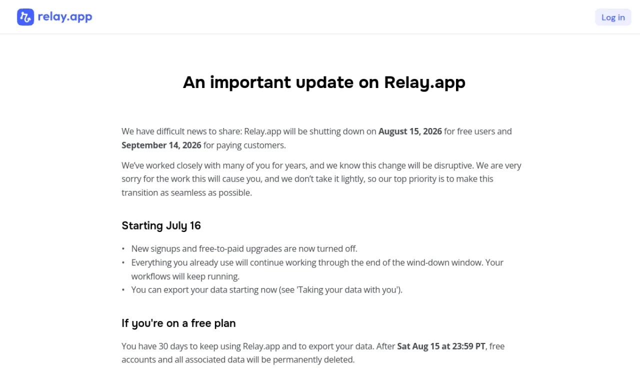 Screenshot of Relay.app website