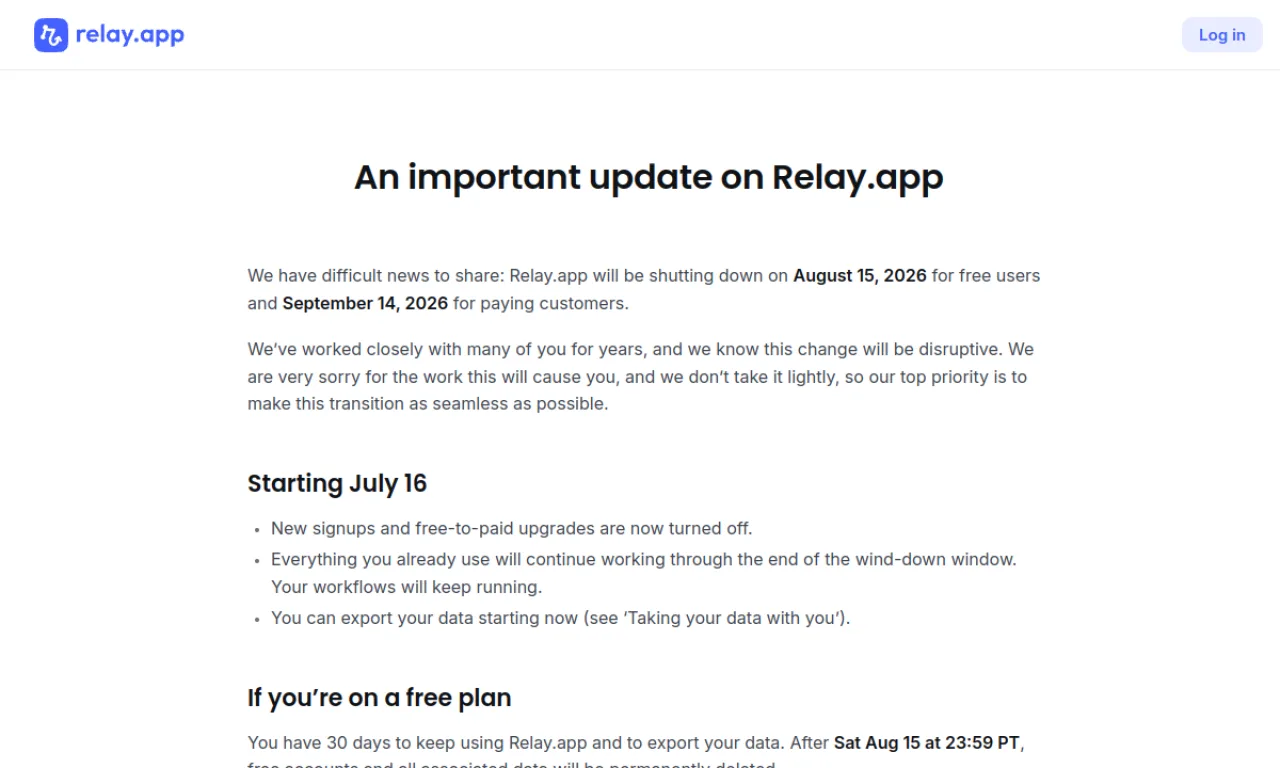 Screenshot of Relay.app website