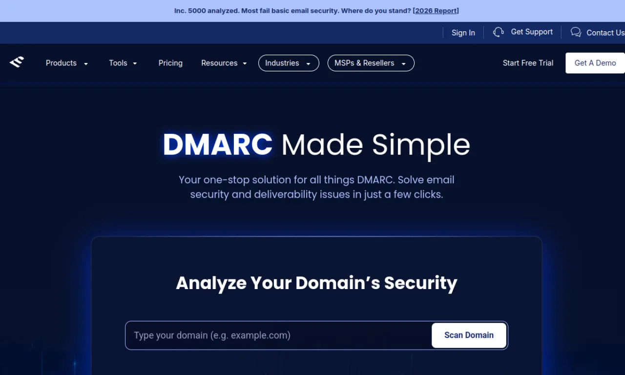 Screenshot of EasyDMARC website