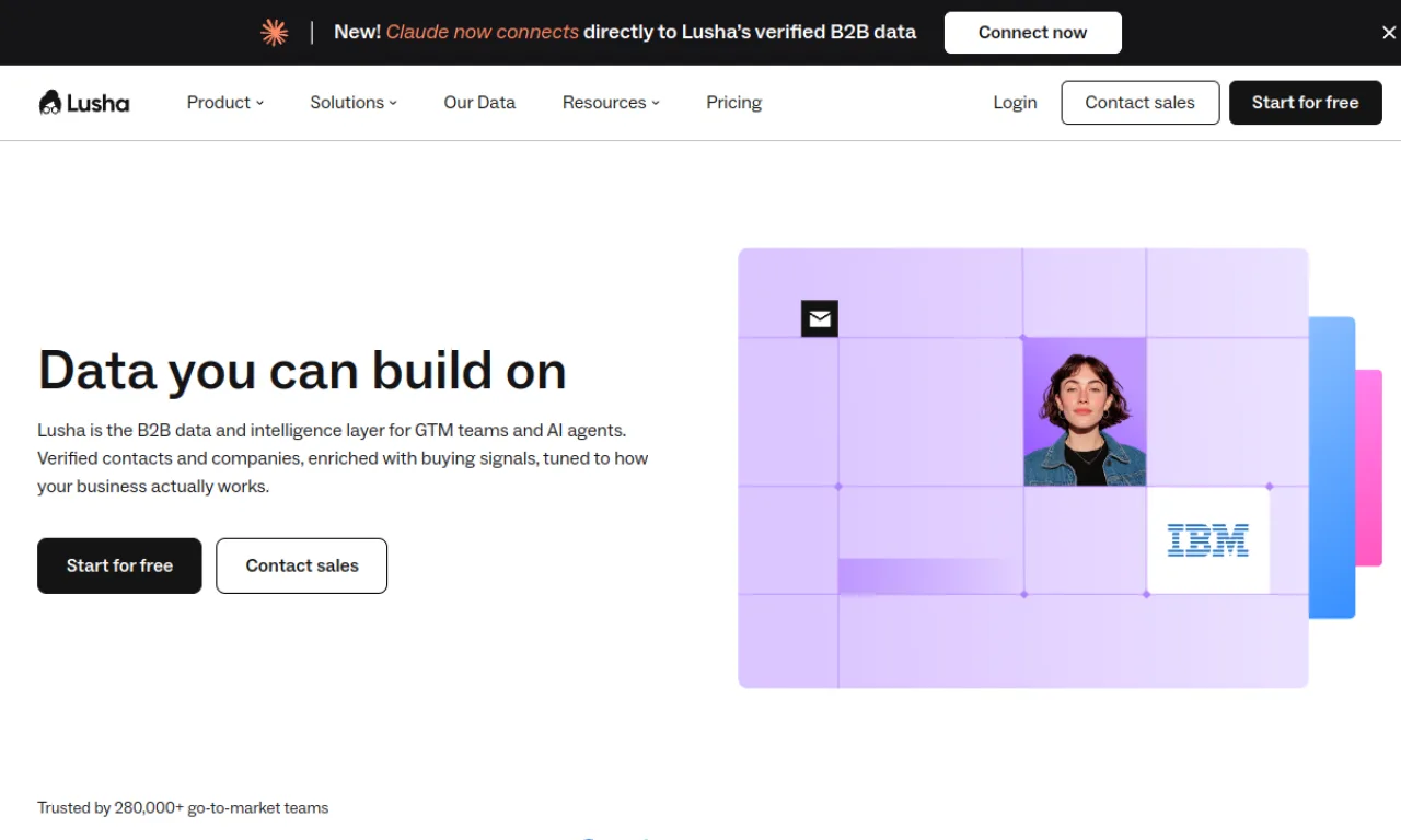 Screenshot of Lusha website