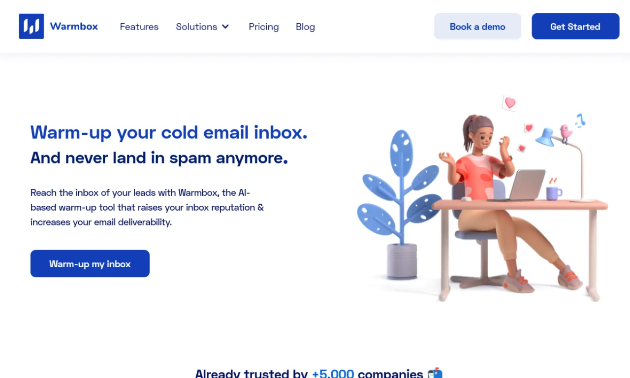 Screenshot of Warmbox website