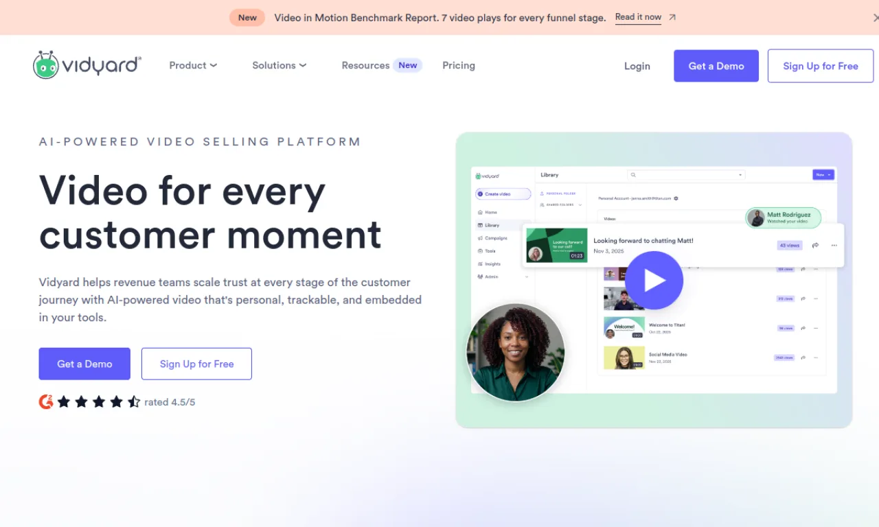 Screenshot of Vidyard website