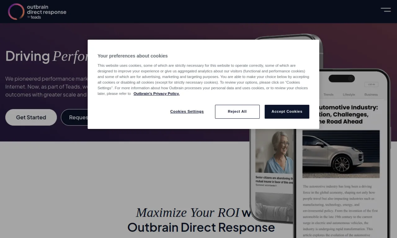 Screenshot of Outbrain website