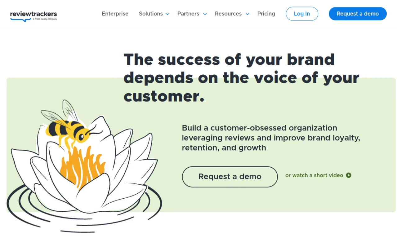 Screenshot of ReviewTrackers website