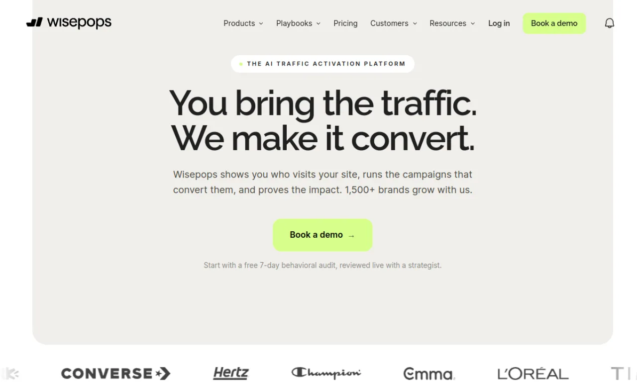 Screenshot of Wisepops website