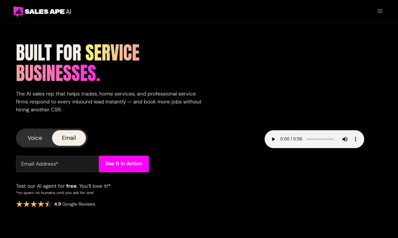 Screenshot of Salesape / SalesAPE website
