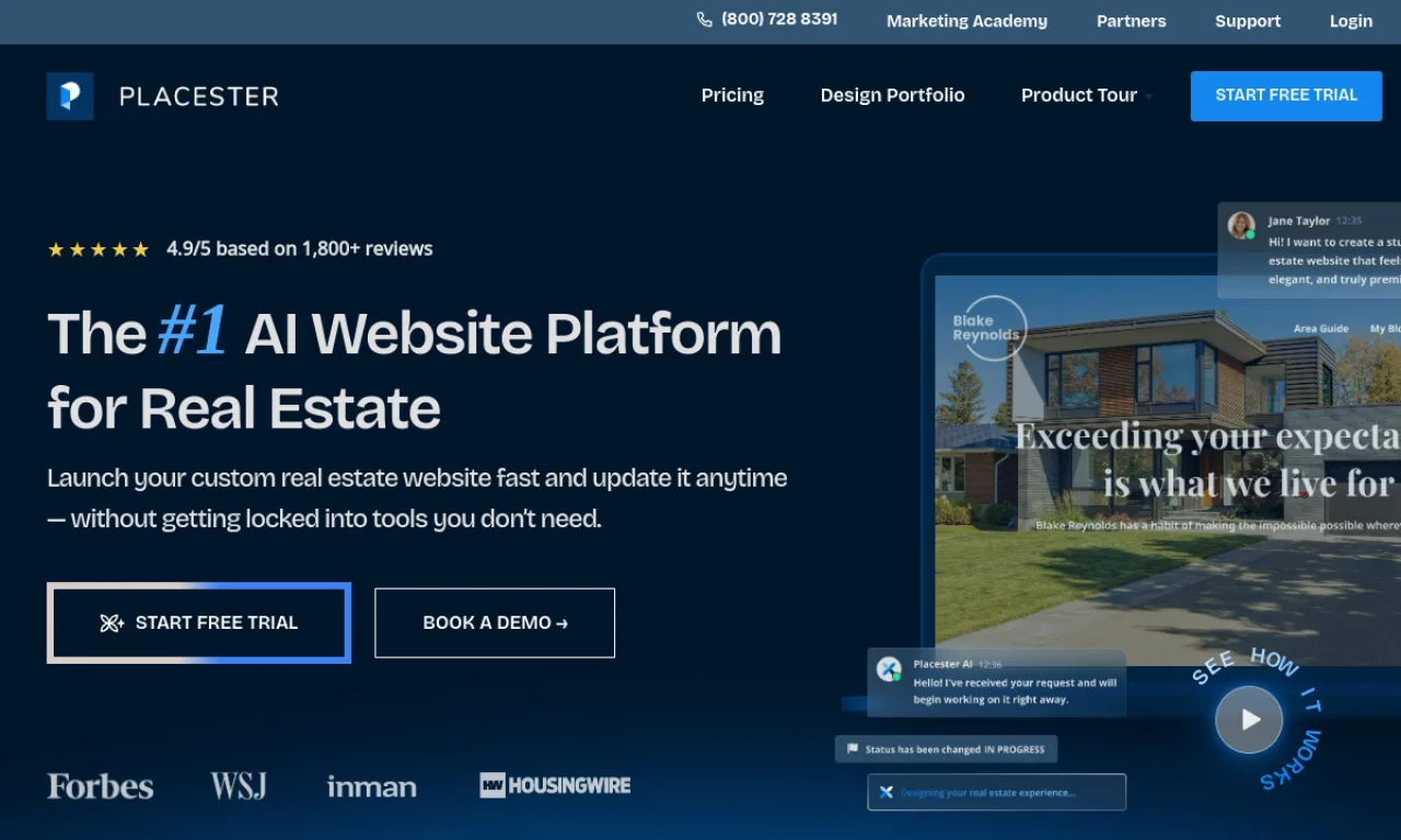 Screenshot of Placester website