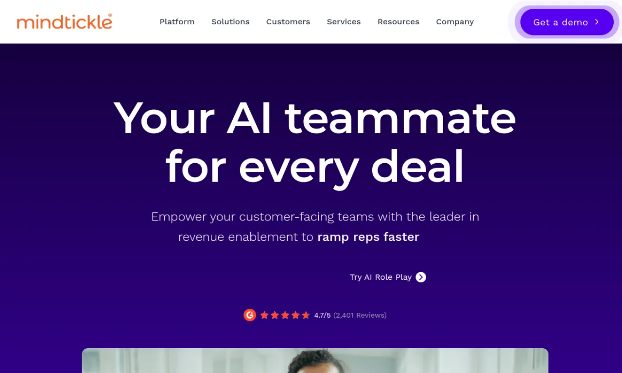 Screenshot of Mindtickle Call AI website