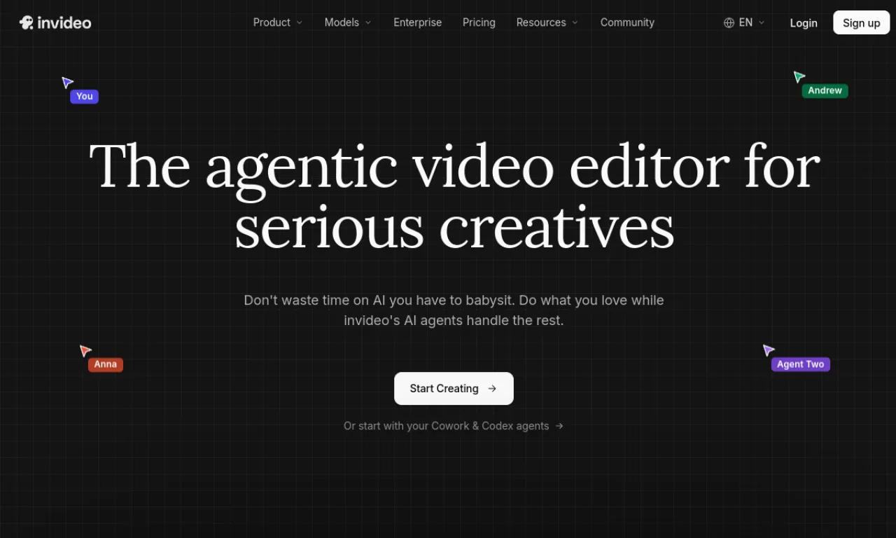 Screenshot of InVideo website
