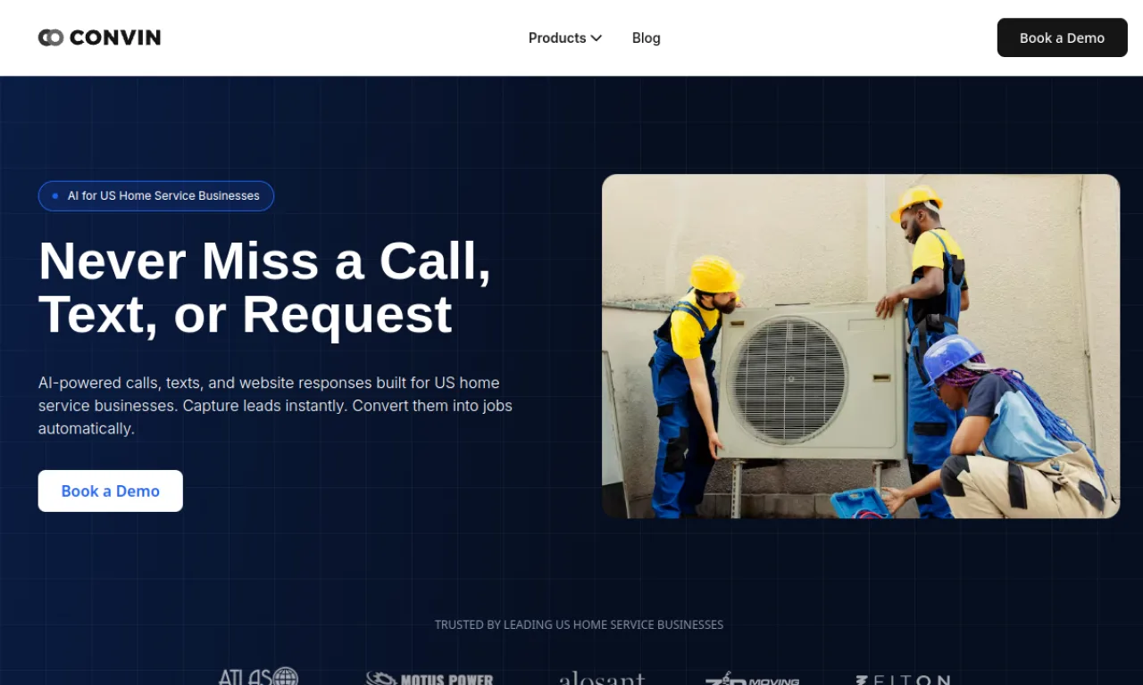 Screenshot of Convin website