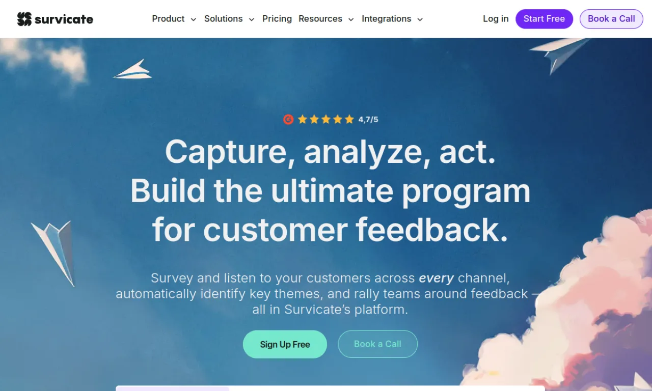 Screenshot of Survicate website